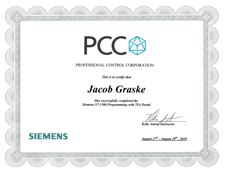 Professional Control Corporation S7-1500 Programming